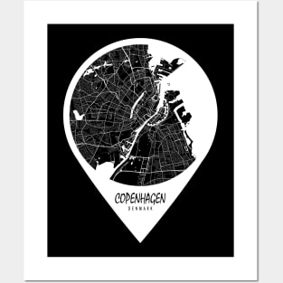 Copenhagen, Denmark City Map - Travel Pin Posters and Art